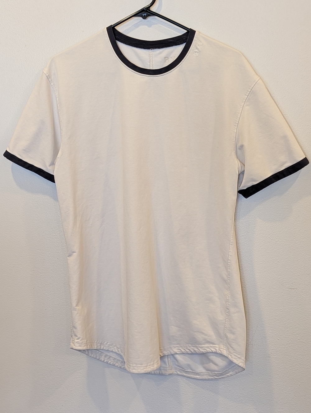 BYLT Basics Drop-Cut Luxe White Ringer Tee Black Trim Men's Size L